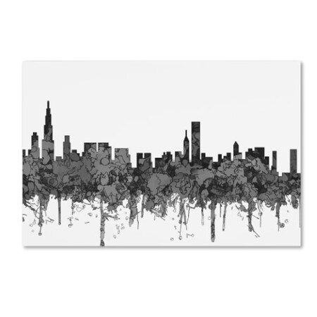 Trademark Fine Art Marlene Watson 'Chicago Illinois Skyline BW' Canvas Art, 16x24 MW00588-C1624GG